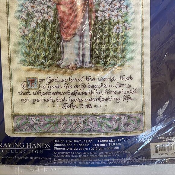 Leisure Arts JOHN 3:16 Praying Hands Counted Cross Stitch Kit 114912 Easter - Picture 4 of 10